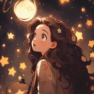 A curious explorer, gazing at the stars, in the style of Photography, celestial and dreamy color scheme, with Golden Hour lighting, rendered to inspire wonder, clean and brunette background::2 –ar 1:1 –niji 5