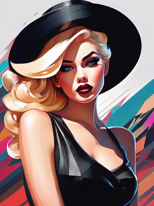 a portrait of a beautiful blonde, dressed in black, bad chic, bold illustration, beautifully colored, fashion illustration, art by artgerm
